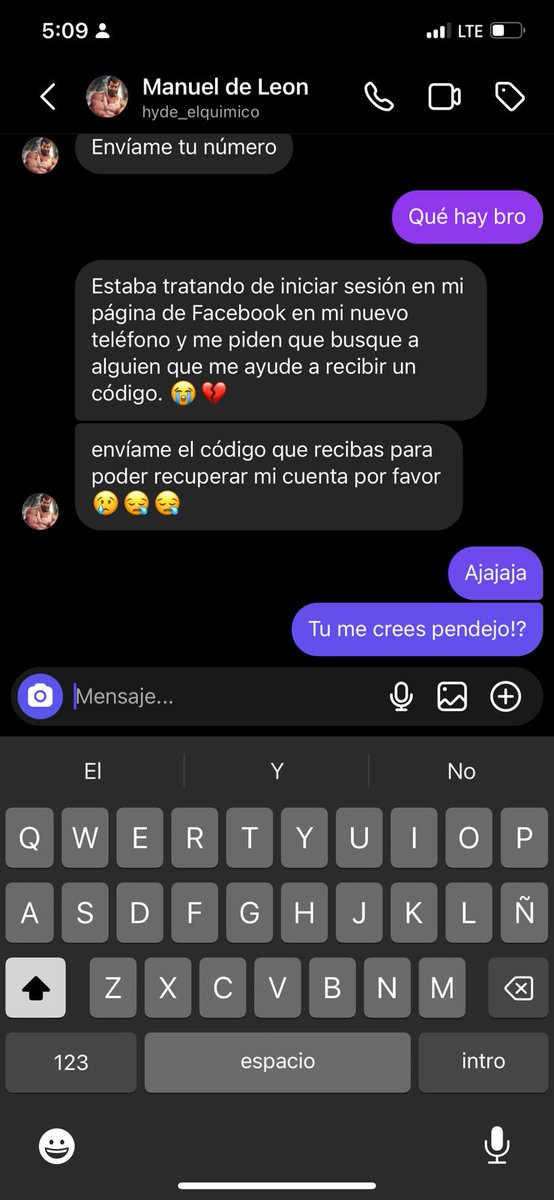 limyueng's tweet photo. Ojo, esta es la técnica  de los que quieren robarse la cuenta de instagram. No caigan. https://t.co/BZV9uvdp8j