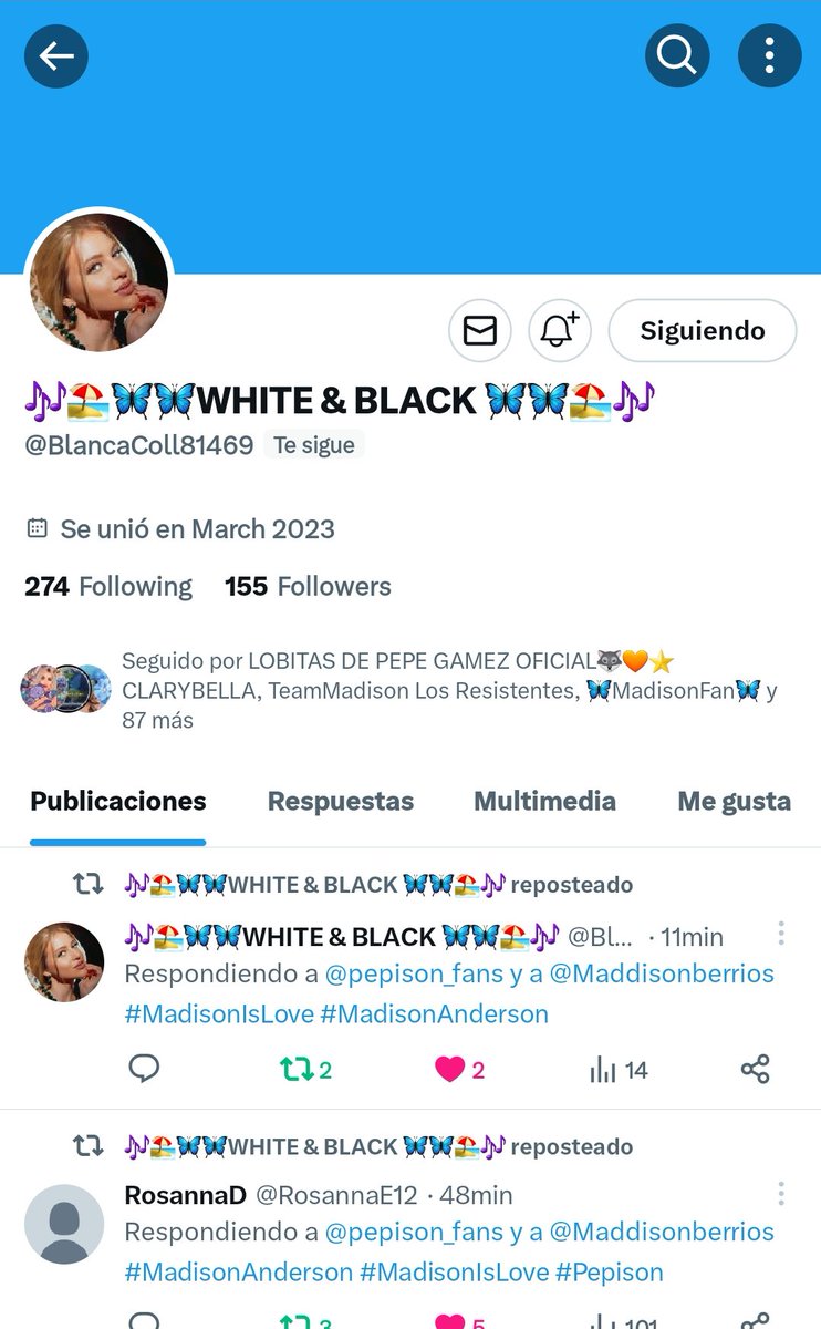 Minton2002's tweet photo. Si aun no sigues a nuestra Presi @BlancaColl81469 del #TeamMadisonLR dale follow #MadisonIsLove #NuestraPresiIsLove 💪 todo en apoyo con amor a nuestra #BarbieBoricua @Maddisonberrios https://t.co/iOPsLyPQUU