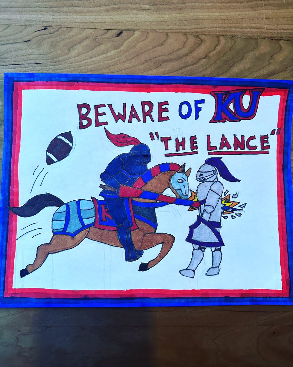 juliecpine's tweet photo. @CoachLeipold @KUAthletics check out my 12 year old’s latest drawing! Rock Chalk! 💙❤️ https://t.co/K1ceoSrxLn