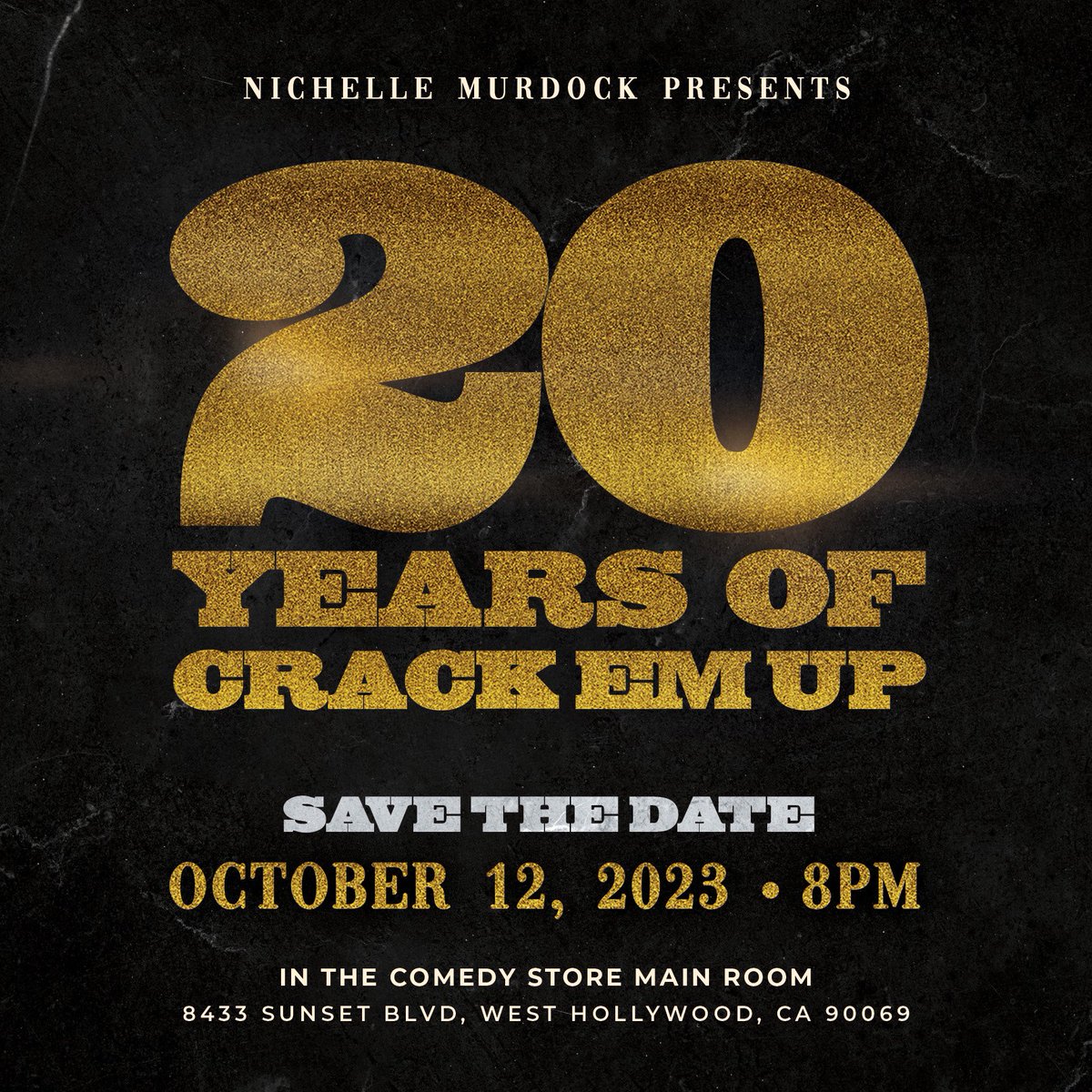 CrackemupLA's tweet photo. 📣Come celebrate Crack’Em Up Thursday’s “20 Year Anniversary”!! #savethedate
10/12/2023 8PM showtime @TheComedyStore 💫💯🎉
Tickets now on sale, buy yours today! Link in BIO-

Talent curator/Producer: @NICHELLEMURDOCK 💫 https://t.co/VUWIVcNzdz
