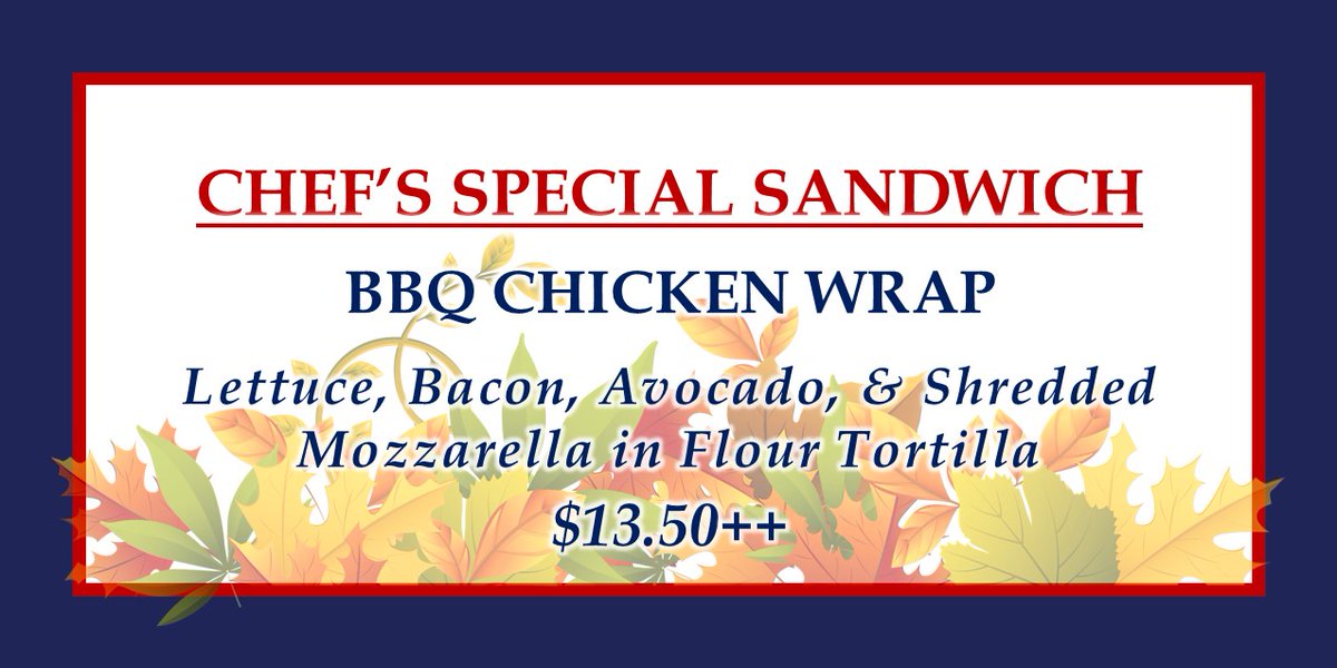 BCYClub's tweet photo. Chef's Special Sandwich for September is a BBQ Chicken Wrap!
Stop by the club and order one today.

#SOTM
#bcycstrong https://t.co/TVf6k6uLgs