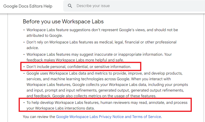 Google Workspace Labs