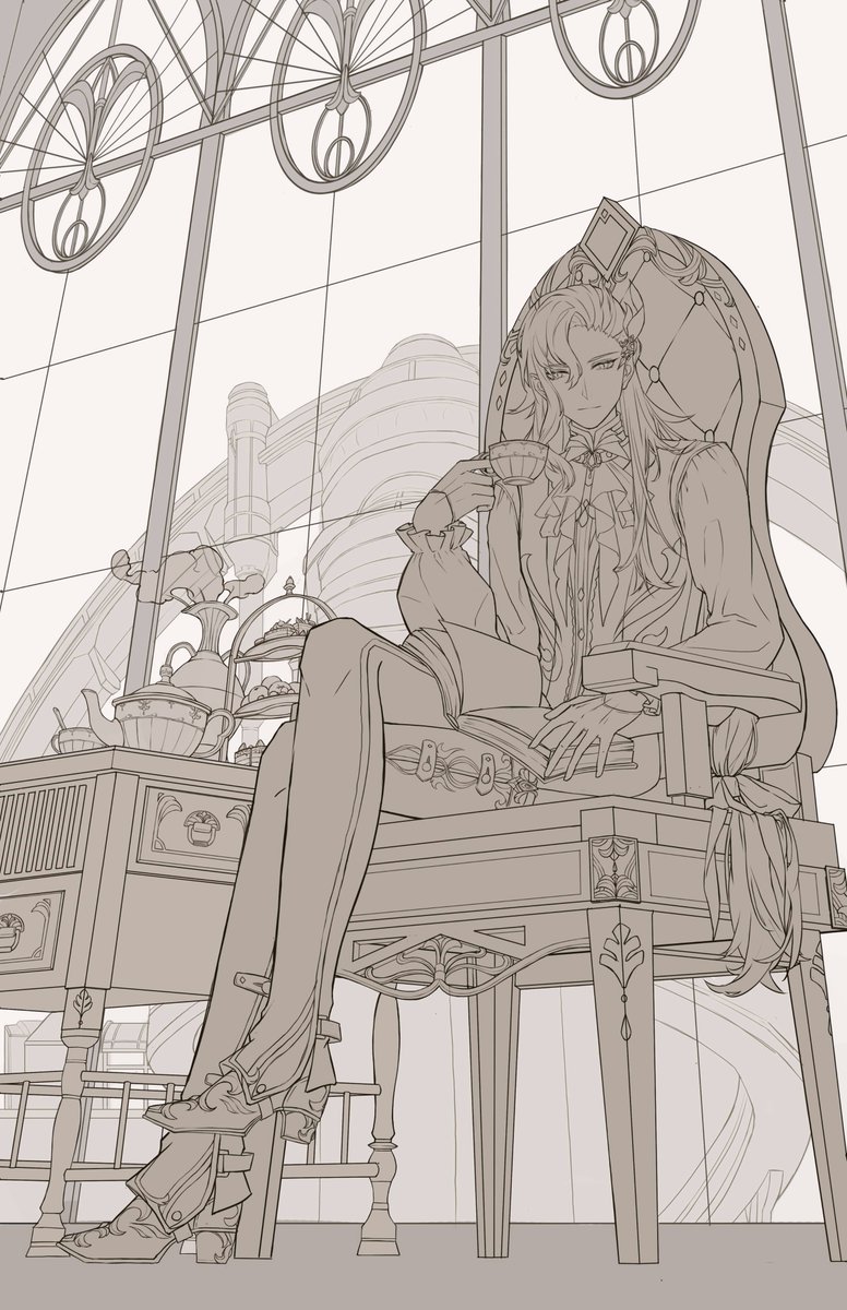 Shel0Lee's tweet image. Perspective is really difficult to draw😢😢😢
#Neuvillette  #GenshinImpact