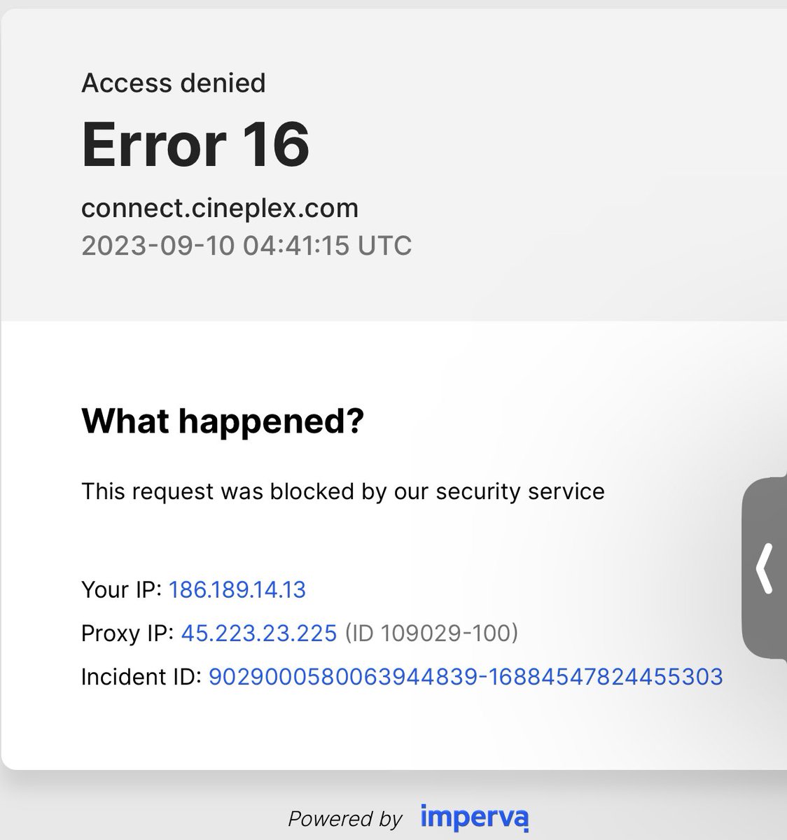 _CastrO_'s tweet photo. @CineplexMovies is either being attempted to be hacked or has been hacked https://t.co/kojvJB3CHe