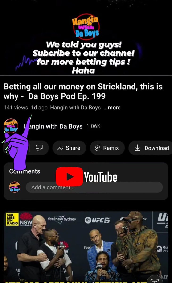 We told you guys to bet on <a href="/SStricklandMMA/">Sean Strickland</a>  we love izzy but we had a huntch! Subscribe to our channel for more tips! #UFC293
