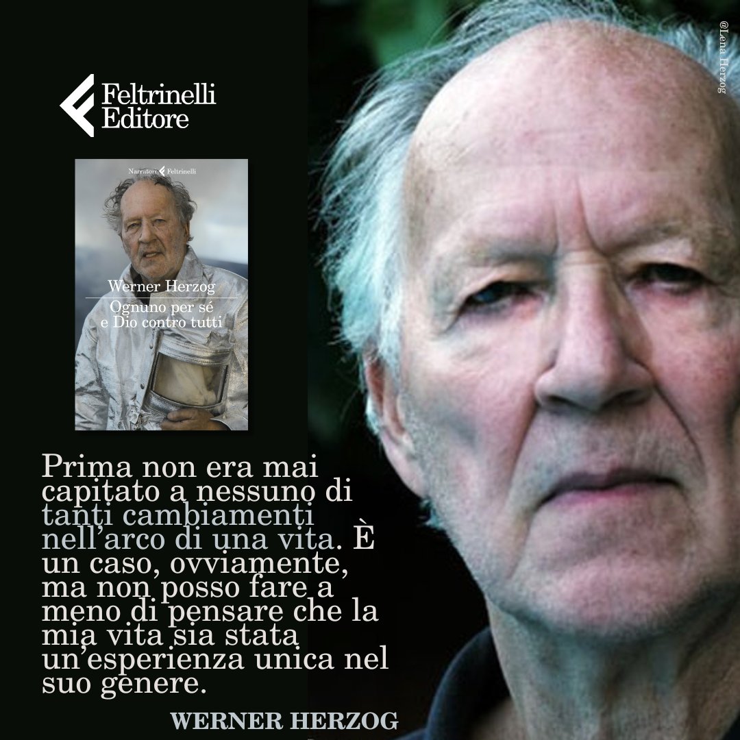 "Prima non era mai capitato a nessuno di tanti cambiamenti nell’arco di una vita. È un caso, ovviamente, ma non posso fare a meno di pensare che la mia vita sia stata un’esperienza unica nel suo genere". #WernerHerzog <a href="/La_Lettura/">la_lettura</a> 
bit.ly/OgnunoPerSéeDi…