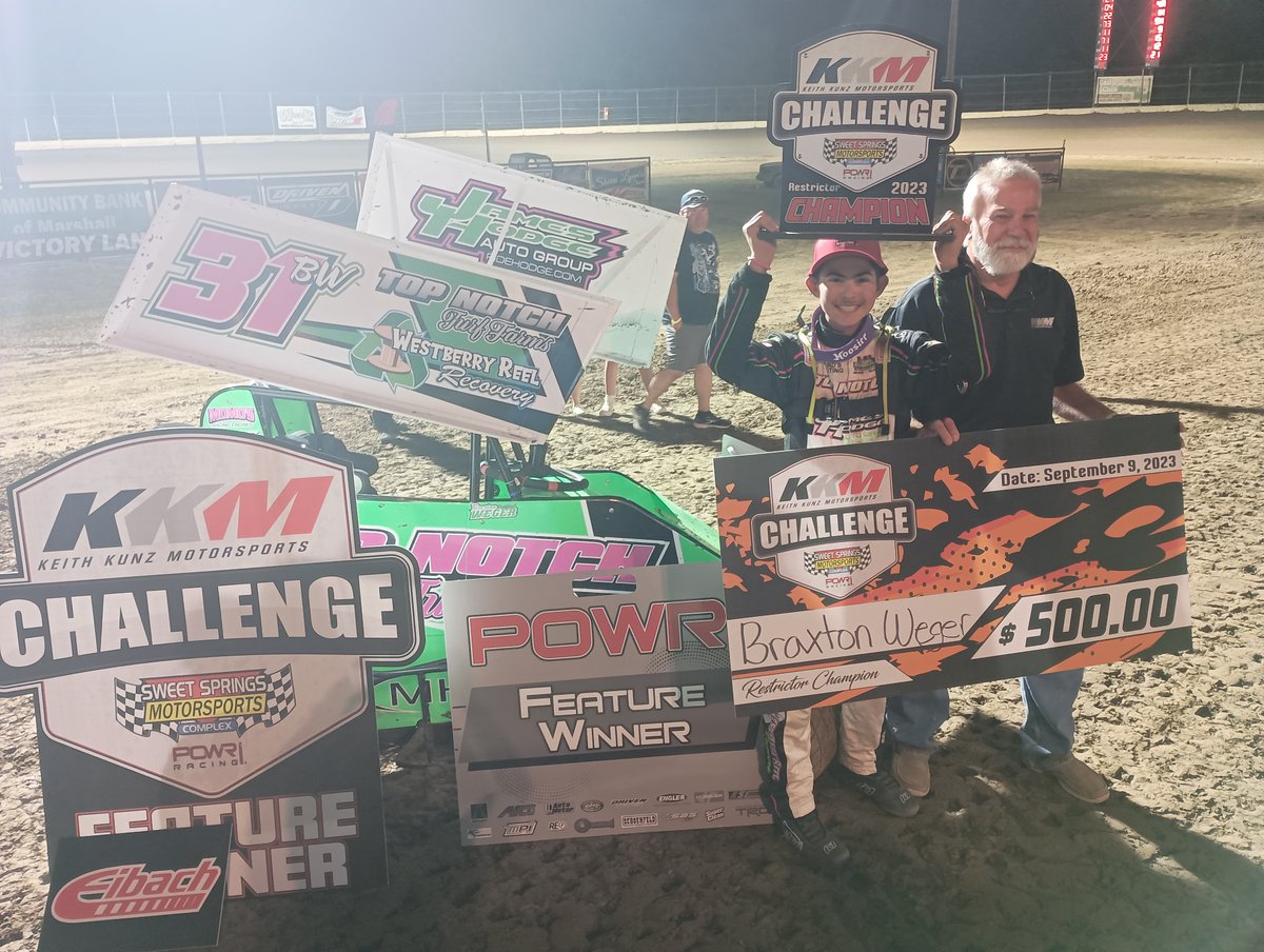 POWRi_Racing's tweet photo. Brexton Busch, Braxton Weger, and Gunner Setser Victorious in SSMC’s KKM Challenge Championship Night Support Divisions. Read More: https://t.co/EXPrK5a5zu https://t.co/9FvN94dJMN