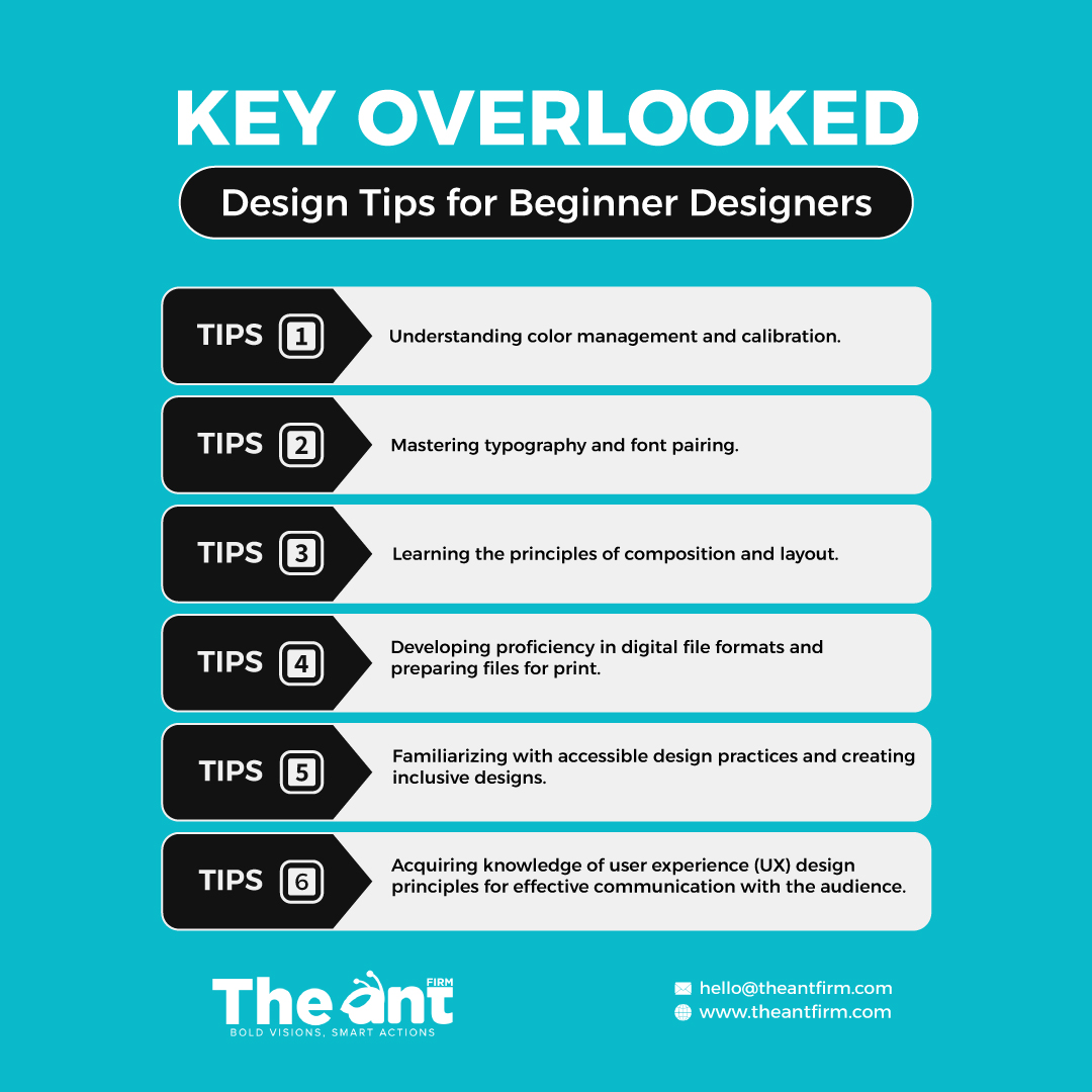 theantfirm's tweet image. Design is more than aesthetics. It involves color, typography, layout, file formats, accessibility, and user experience. Beginners should prioritize these principles to create impactful designs.

#theantfirm #DesignPerspectives #designs #DesignThinking #designtips