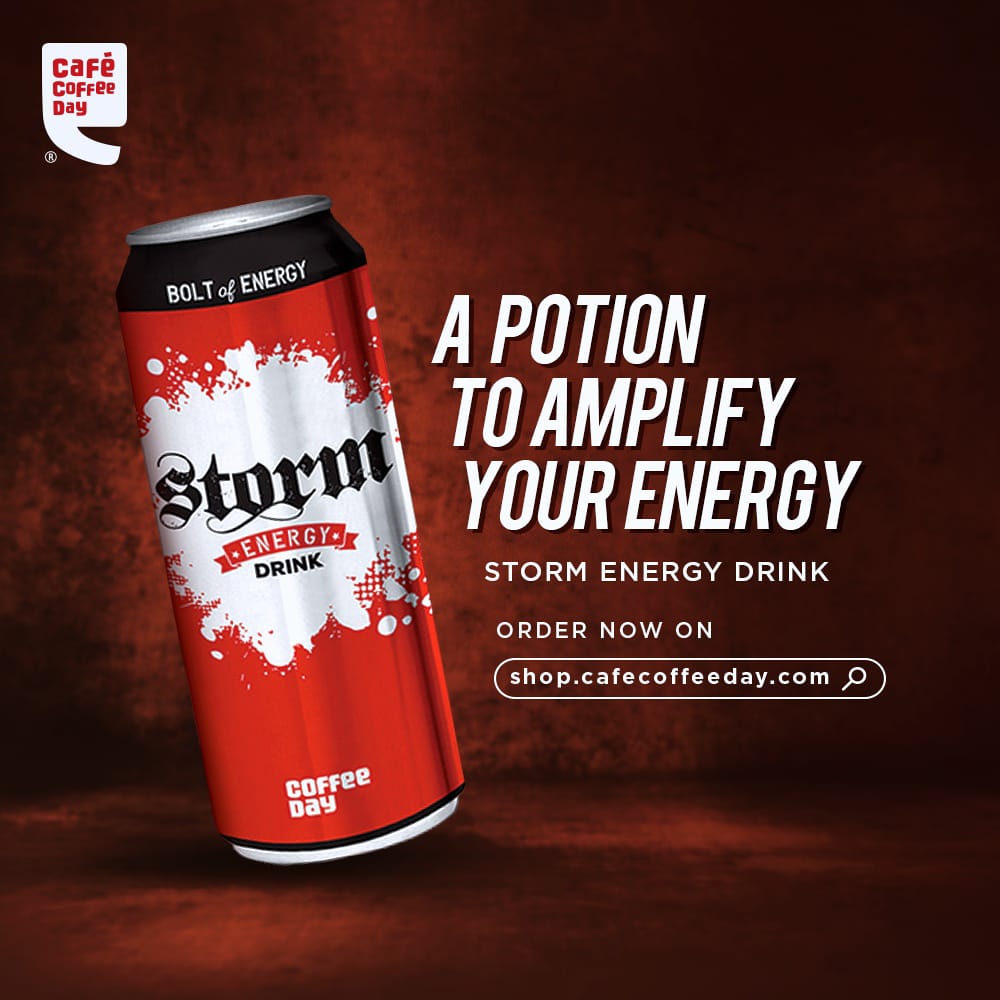 For an extra boost of energy try our energizing drink - Storm. Order them now from our Eshop, using the link - shop.cafecoffeeday.com #cafecoffeeday #CCD #storm #energy #energydrink #sportdrink #potions