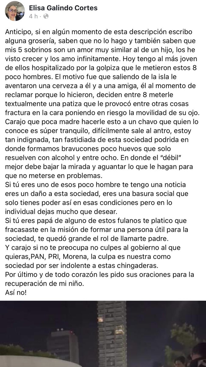 ALunaSilva's tweet photo. ‼️😡😡‼️ Saliendo de La Isla de #Angelópolis, algún descerebrado le aventó una 🍺 a él y a una amiga; él reclamó y 8 salvajes hdp lo molieron a golpes y le fracturaron la cara, poniendo en peligro uno de sus ojos.

Es el resumen de un familiar del joven agredido.

@Pueblaonline https://t.co/kwbVjW3Aho
