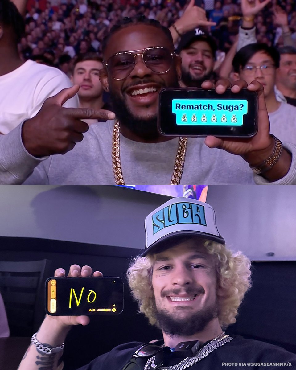 MMAFighting's tweet photo. Sean O'Malley shoots down Aljamain Sterling's request 😅 https://t.co/ozEbjoSNve