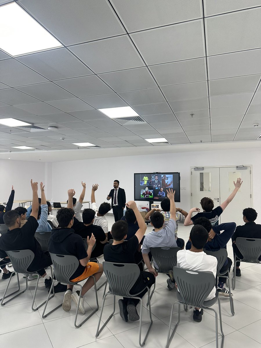 Mr_David_BHSR's tweet photo. Fantastic start to week at @BeechHallRiyadh. #mranwar delivered our secondary boys assembly with a focus on #science (celebrities who have degrees in science and business), #community and our schools’ sense of purpose and identify. Students loved it. So did the staff. @Ardles_ https://t.co/w89SOoxws8