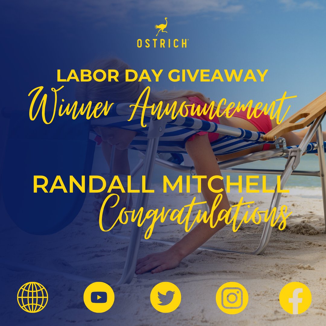 🎉 Congratulations to Randall Mitchell, the lucky winner of our last Ostrich Labor Day giveaway! 🏆🎁  we're thrilled to announce you as the winner. Thank you to everyone who joined🏖️🎈 #GiveawayWinner #LaborDayGiveaway #Congratulations #ExcitingTimes #OutdoorRelaxation #ChillVib