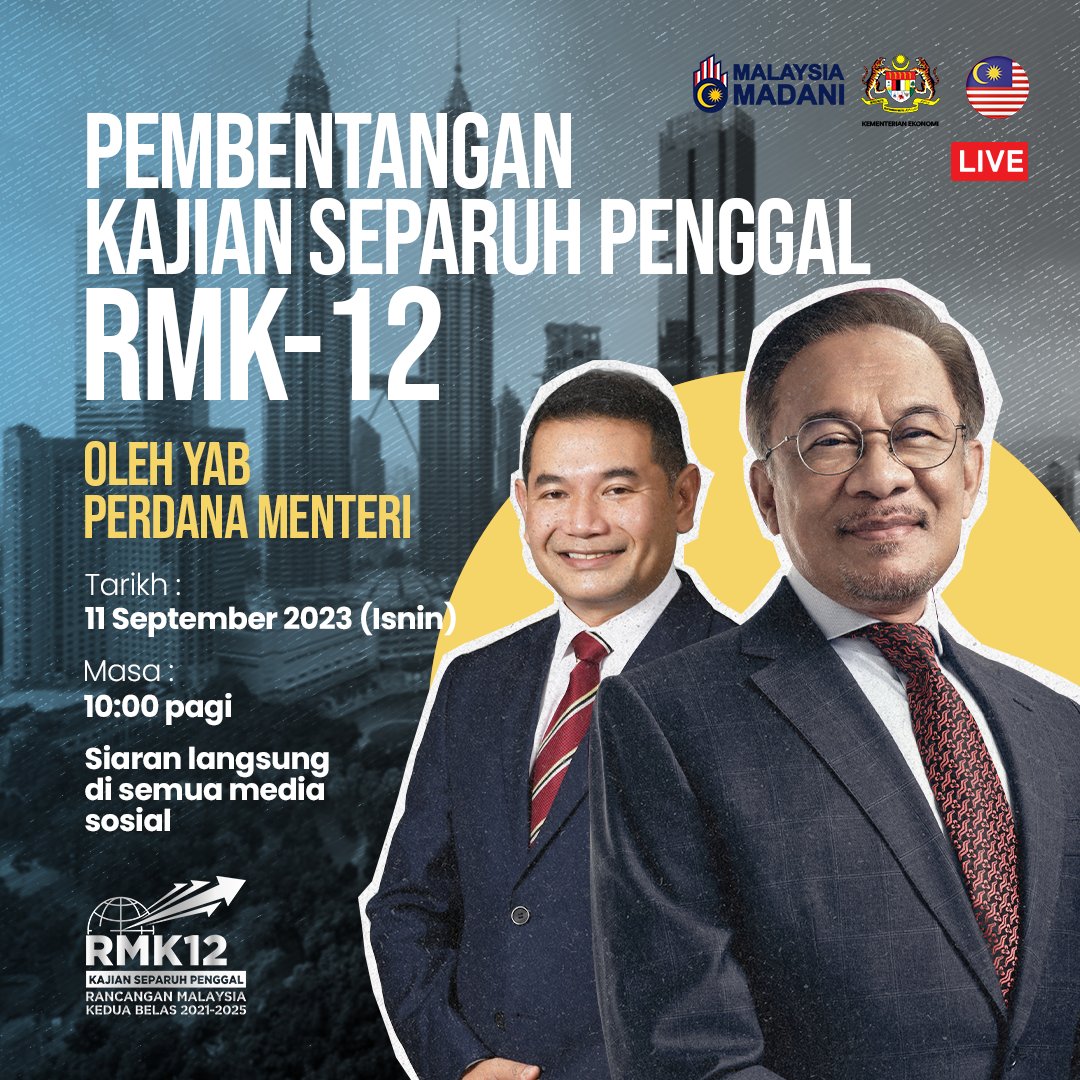 Ikuti secara siaran langsung pembentangan Kajian Separuh Penggal Rancangan Malaysia Ke-12 oleh YAB Perdana Menteri di Parlimen esok, sekitar jam 10 pagi.