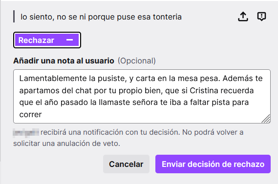 JoGonBa's tweet photo. Ayer en estas peticiones de unban tuvimos dos ejemplos de la ya clásica excusa del "Estaba borracho". Una que era perdonable, y otra que no. Aquí la que no #Twitch #Moderatorsbemoderating https://t.co/K5vJOB0Gep