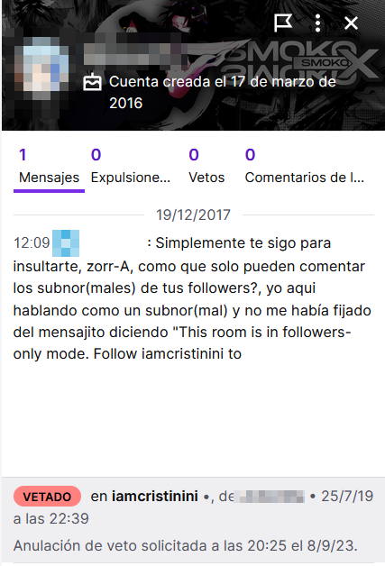 JoGonBa's tweet photo. En chats rápidos es fácil que hasta a los mejores mods se les escape alguna cosilla. Lo curioso es que a veces se revisan perfiles a petición de mods de otros canales para hacerles algún favor, y gracias a eso alguno que otro cae en la "repesca" #Twitch #Moderatorsbemoderating https://t.co/478ZZUQ3iZ
