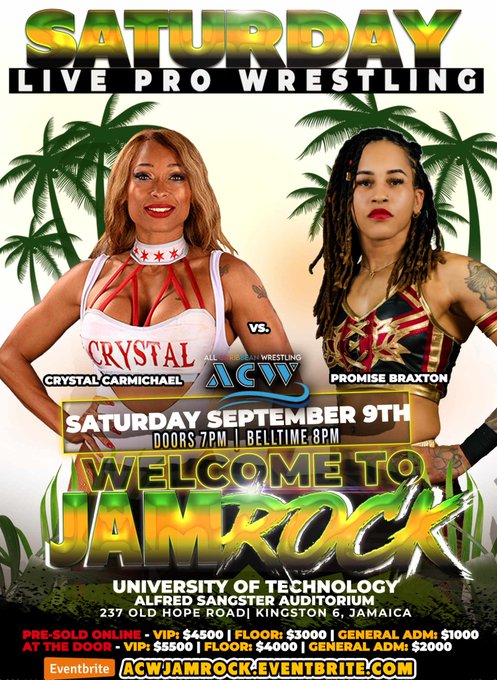 #Kingston are you ready!  @AllCaribbeanWr1 #ACW presents #WelcometoJamrock! University of Technology's<a href="/tag/kingston"class="tags">#Kingston</a><a class="tags" target="_blank" title="On Twitter" href="/?out=eyJ0eXAiOiJKV1QiLCJhbGciOiJIUzUxMiJ9.eyJpYXQiOjE3MjIwMTgxNjUsImlzcyI6InR3cG9ybnN0YXJzLmNvbSIsIm5iZiI6MTcyMjAxODE2NSwiZXhwIjoxNzUzNTU0MTY1LCJyZWRpcmVjdF91cmwiOiJodHRwczovL3R3aXR0ZXIuY29tL0FsbENhcmliYmVhbldyMSJ9.hactSmPNnvm-JhBc1zUYyOTm7eXxvFPRhQ5hI5NAGvJyhs_7dCul7mfFxFnzLo7lMcugRpB0PZ0jDXZENN8lww">@AllCaribbeanWr1</a><a href="/tag/acw"class="tags">#ACW</a><a href="/tag/ridethewave"class="tags"><span>#ridethewave</span></a><a href="/tag/historic"class="tags"><span>#historic</span></a><a href="/tag/prowrestling"class="tags"><span>#prowrestling</span></a><a href="/tag/theoriginaldiva"class="tags"><span>#theoriginaldiva</span></a>