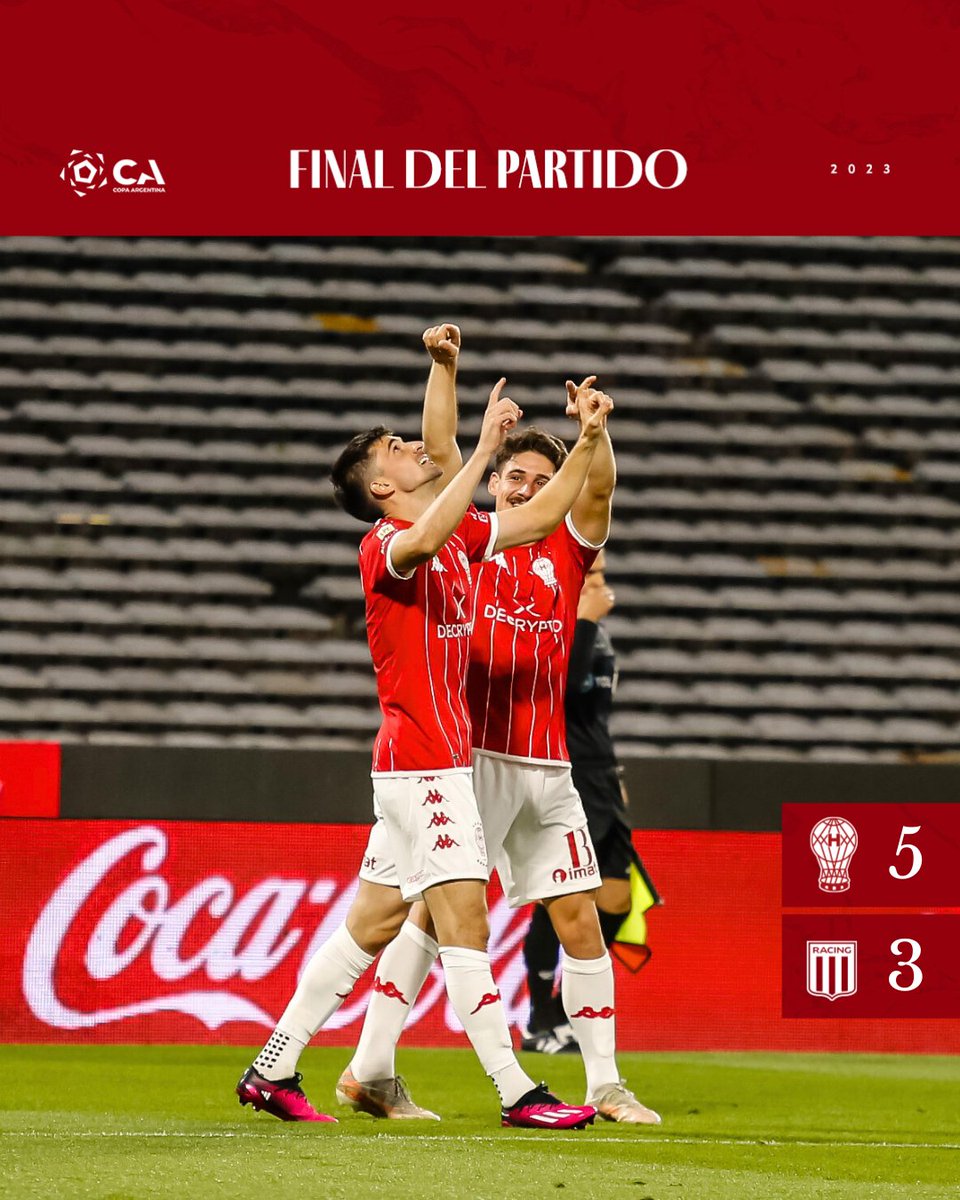 CAHuracan's tweet photo. #JuegaHuracán 🎈|⏱️ 50' ST
🔚 ¡Final del partido!

¡Clasificamos a cuartos de final! 🏆

#Huracán (Carrizo, Souto, Benítez, Fértoli y Pussetto) 5 - 3 #Racing (Oroz y Romero x2)

#VamosGlobo
#SiempreATuLado
#HuracánYNadaMás ❤️ https://t.co/ZTbyMb3e6l