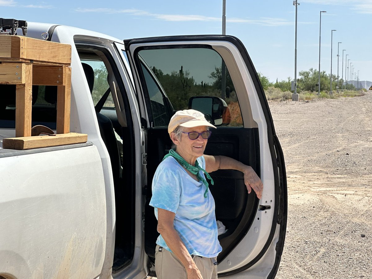 AnthonyAguero's tweet photo. These are the people behind the aiding  and abetting on the surge of illegal aliens coming through #Lukeville #Arizona #HumaneBorders There’s nothing humane about encouraging these people to almost die out here in the heat. This is not a way to migrate. Humane borders requires you to have a a valid passport prior to becoming a volunteer. Why would you need a valid passport? To volunteer in the USA? 🤔 furthermore I am looking in to some allegations about them given by agents to me. Allegedly they were caught bringing people in to the city in their vehicles last week and were given a slap on the wrist. Currently Looking for the documentation or reports on it. They’re religious about picking up the bracelets the migrants are wearing to leave no evidence behind. Their daily water schedule drops also posted online are usually the busiest times out on the border for agents.