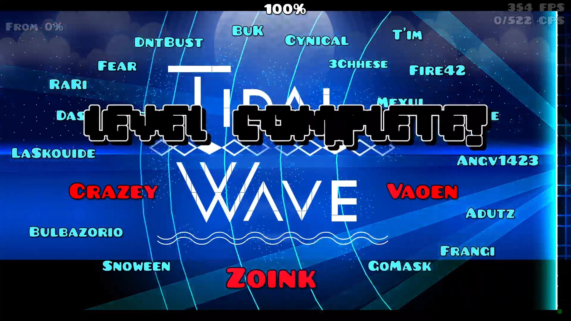 New Top 1 Geometry Dash Demon "Tidal Wave" Verified By Zoink In 50,000 Attempts