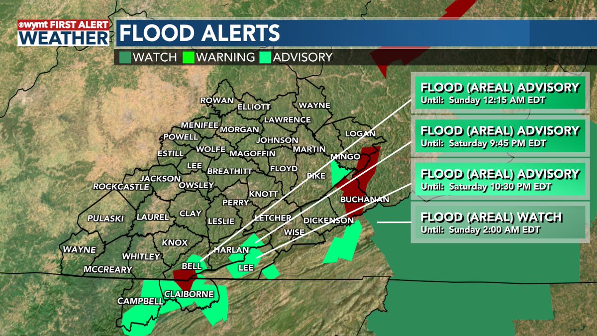 A Flood alert has been issued for the shaded area. See the latest at wymt.com/weather/alerts