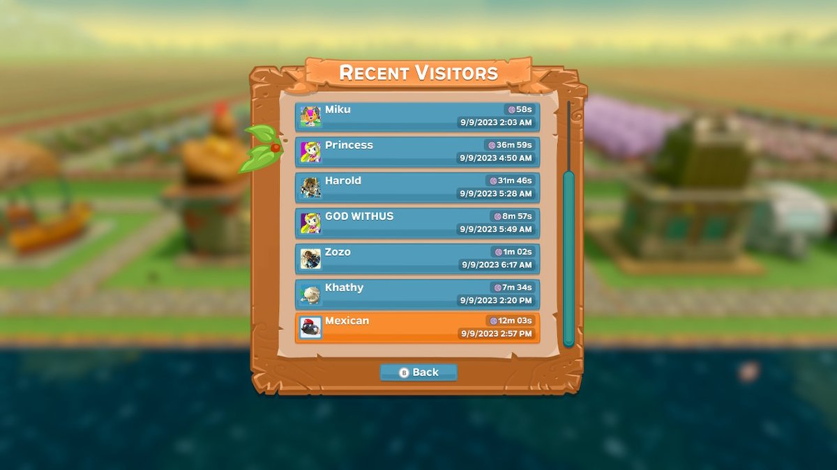 SublimeNemesis's tweet image. I've been leaving #FarmTogether on when I'm busy elsewhere. It's interesting how popular night visits are, and how varied visit times are. It's also nice to have others get use out of my farm. #NintendoSwitch