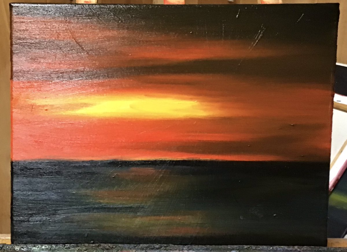 #artistsoninstagram #artistontwitter (I still think of it as twitter) #oilpainting #workinprogess #nightsky #scenery #CanadianArtist #art There will be trees!