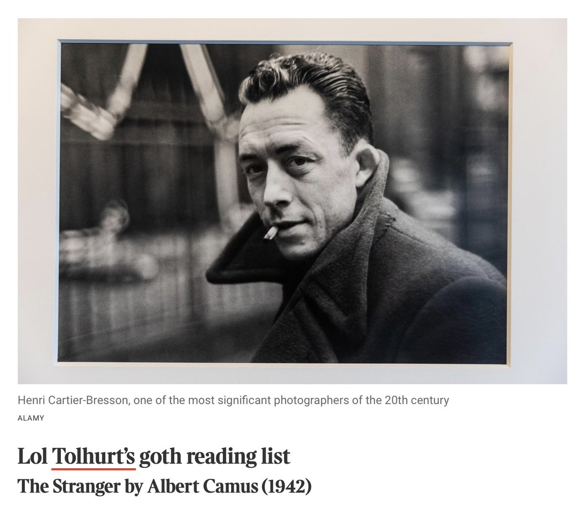 My original outrage was caused by the lèse majesté which Camus suffered at the hands of <a href="/thetimes/">The Times and Sunday Times</a>, but I now realise that they are also up their old trick of misspelling contributors' surnames! Please do <a href="/LolTolhurst/">Lol Tolhurst</a> the basic courtesy of spelling his name correctly.