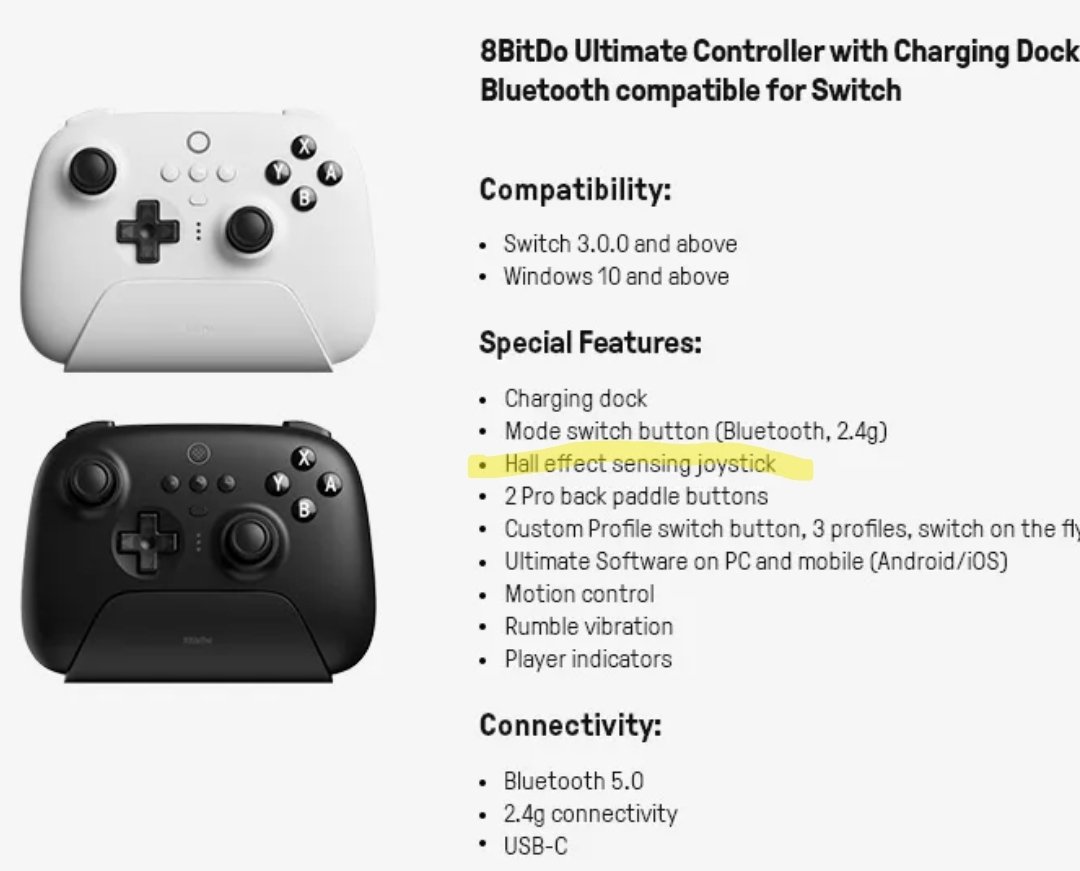 CANALDIGPLAY's tweet photo. Dia 07/09, a Nintendo registrou uma patente de controle analógico com campo magnético, um possível update para o 'joycon' do Switch 2 não vir com o mesmo problema de drift do Switch atual.
A marca GuliKit tem uma solução parecida, assim como o Ultimate Controller da 8bitdo. https://t.co/QcFvx9GjWm