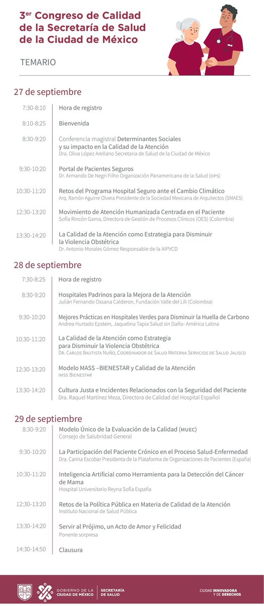 🌐 Te invitamos al Tercer Congreso de Calidad de la Sedesa. ¡Es gratuito!

👩🏽‍💻En modalidad virtual
▶️Checa el temario y para mayor información consulta los siguientes canales 👇🏽