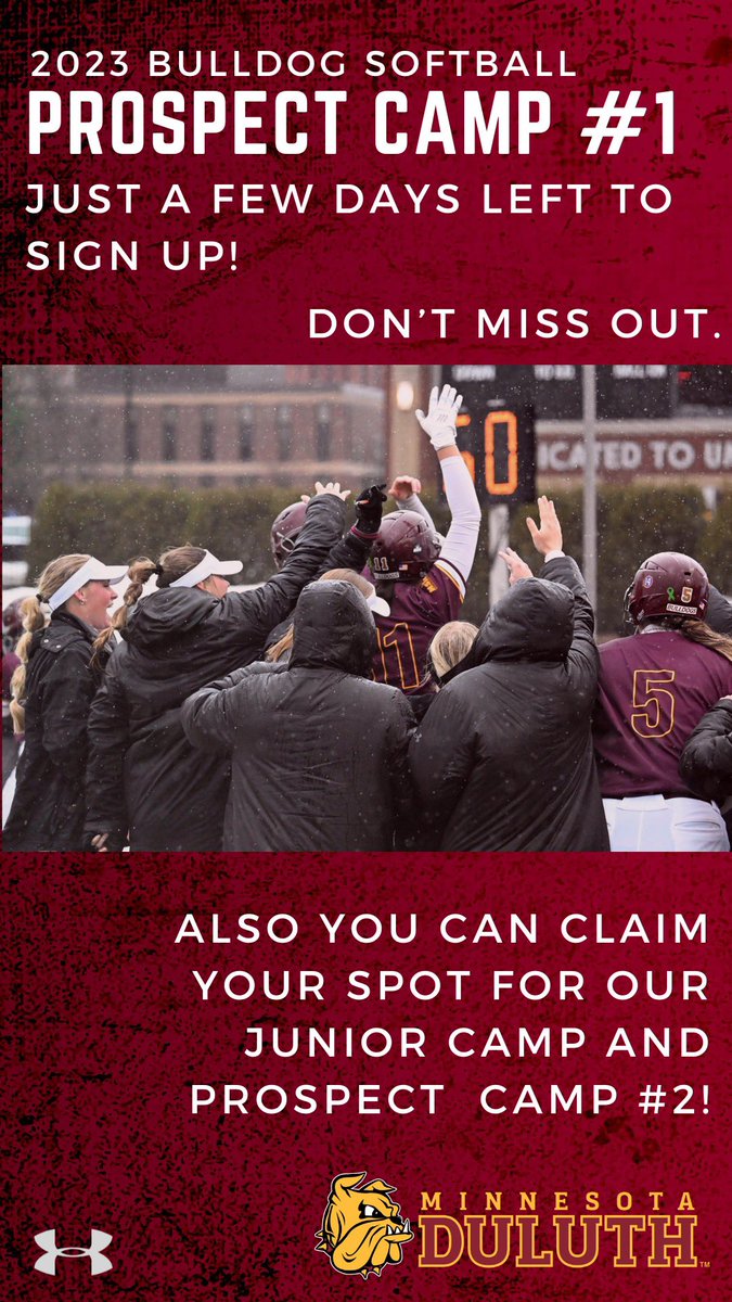 Just a few days left to sign up for our first prospect camp! 

Can’t make it next weekend? Don’t worry. We have more options for you! Head to our website to sign up for our junior camp or our second prospect camp!