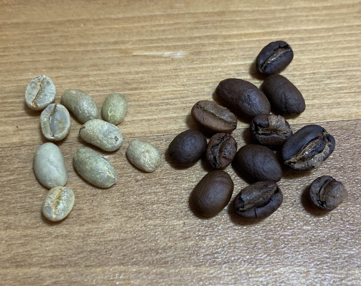 nico33_nft's tweet photo. 焙煎17回目☕️
【エチオピアゲイシャG3】
夏休みが終わっても、おとなチャレンジは続く…
イルガチェフェの良い加減が分かってきたので、次はゲイシャに挑戦✊
生豆から焙煎後の膨らみが大きくてビックリ👀
煎りムラが目立つのが気になる🤔
📝190℃9分→245℃7分半
#焙煎メモ
#genecafe https://t.co/1pQM1yFsiY
