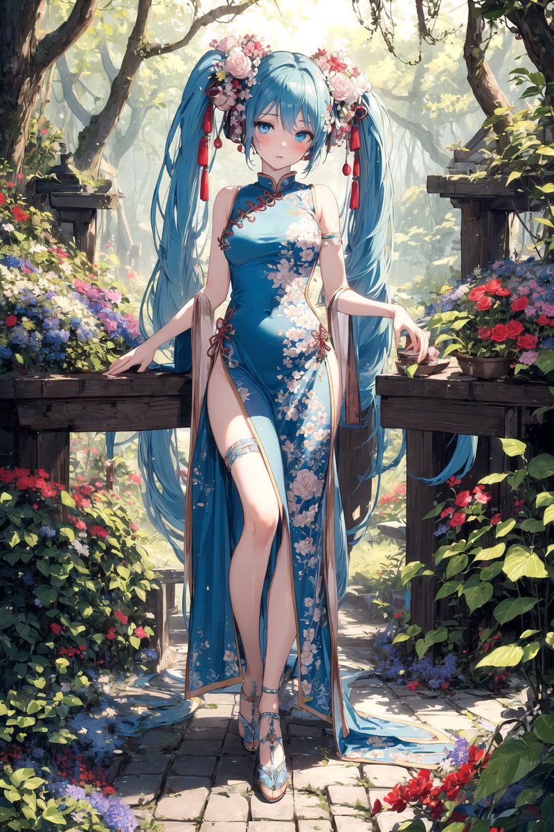subu_yua's tweet photo. Hatsune Miku in a Chinese dress 
#AIart  #初音ミク https://t.co/8pzIgKgjLf