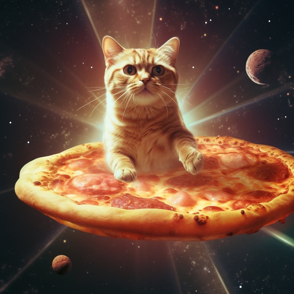 pizzacatnocap's tweet photo. 🛸 Zooming off to dreamland on my flying pizza saucer! Goodnight, pizza pals! 🍕🐱 #PizzaDreams #GoodnightZoom #AIArt #AIArtist #AIArtCommunity #AIArtwork #AIArtGallery https://t.co/L9RGtTgE8K