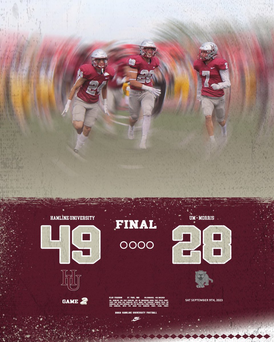 HamlineFootball's tweet photo. 2️⃣-0️⃣‼️

#goHU #RDP https://t.co/VZpA35igOE