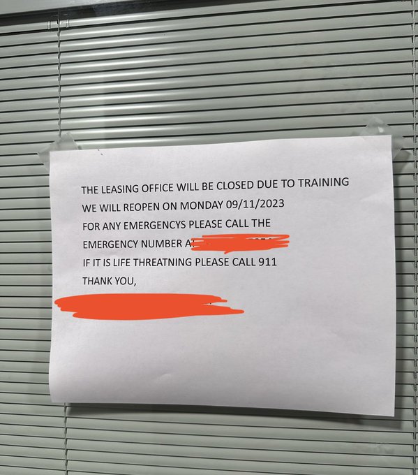 This has to be some long running joke, BECAUSE WHY WOULD THE OFFICE BE CLOSED TO TRAIN PEOPLE???? https://t