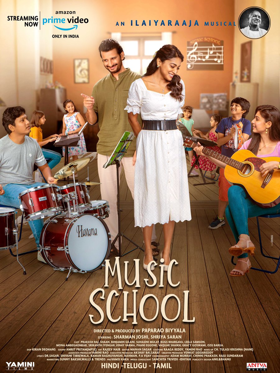 The epic saga of individuals who dared to turn their dreams into reality, #MusicSchoolMovie is now streaming on Amazon Prime in Hindi, Telugu and Tamil

An Ilaiyaraaja’s Musical Magic 🎶

<a href="/shriya1109/">Shriya Saran</a> <a href="/TheSharmanJoshi/">Sharman Joshi</a> <a href="/singer_shaan/">Shaan</a> <a href="/ilaiyaraaja/">Ilaiyaraaja</a> <a href="/paparaobiyyala/">PAPARAO BIYYALA</a>