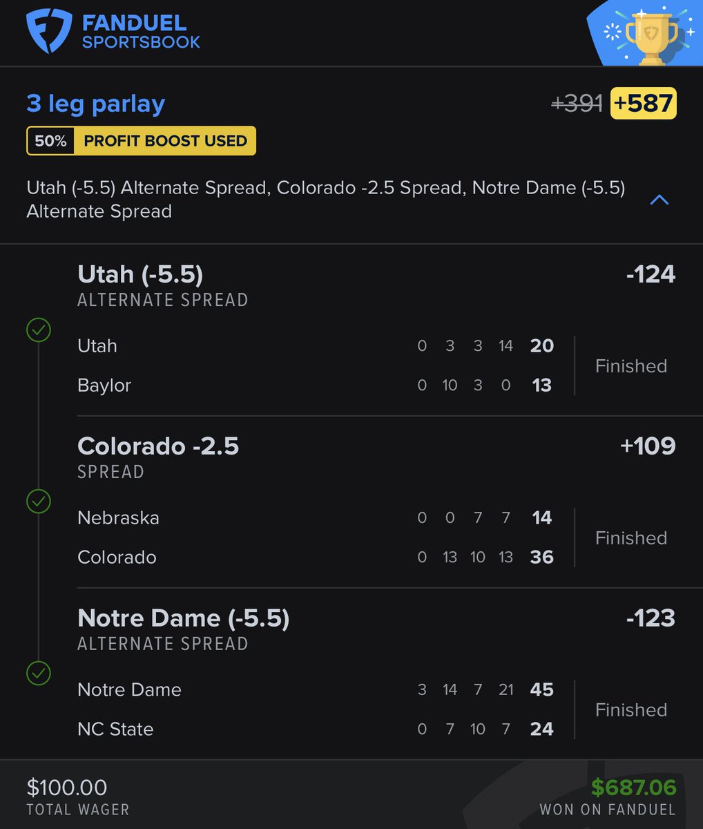 HunchOfBets's tweet photo. Had a day in college football today man let’s go!!🔥🔥
✅$100–>$781
✅$100–> $687
✅$25–>$121
✅$100–>$278

#GamblingX #GamblingTwitter https://t.co/na9mE42KXX