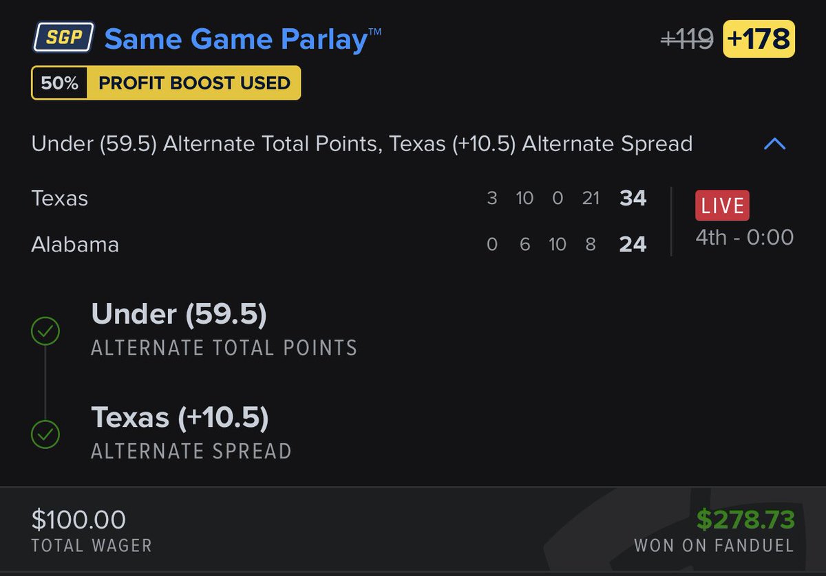 Had a day in college football today man let’s go!!🔥🔥
✅$100–>$781
✅$100–> $687
✅$25–>$121
✅$100–>$278

#GamblingX #GamblingTwitter