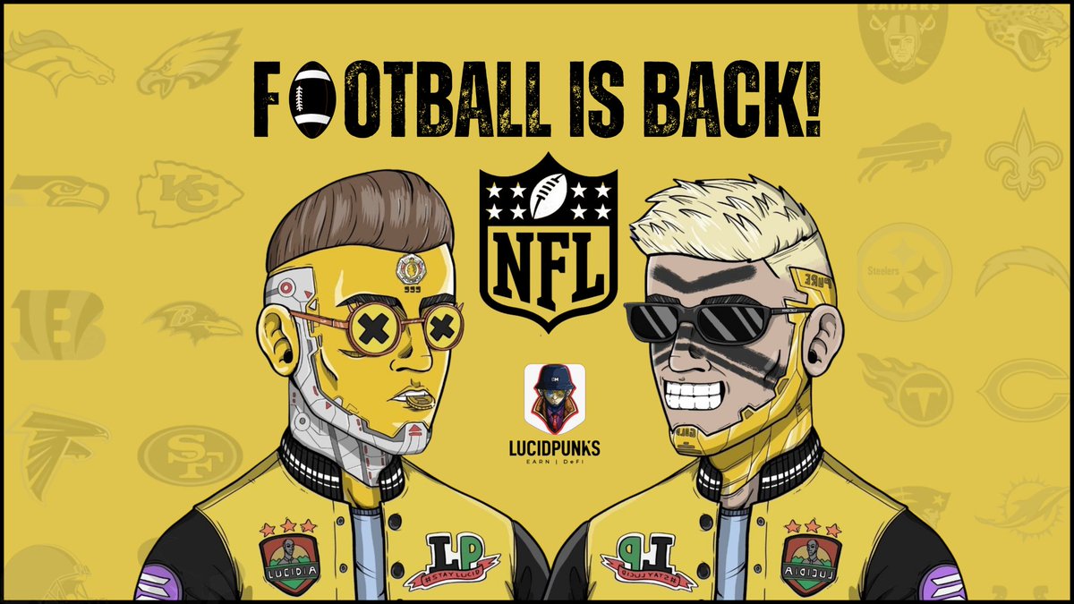 LucidpunksDaily's tweet photo. It's finally here, Football is officially starting tomorrow! 🏈 

To kick it off right.. @LucidPunks community is hosting a space for everything NFL and Web3 related.

Tomorrow morning when the 1st round of games kickoff 1p.m. EST 10a.m. PST come through!
 https://t.co/q9R0cTO2a6 https://t.co/wZXCOPsw0t