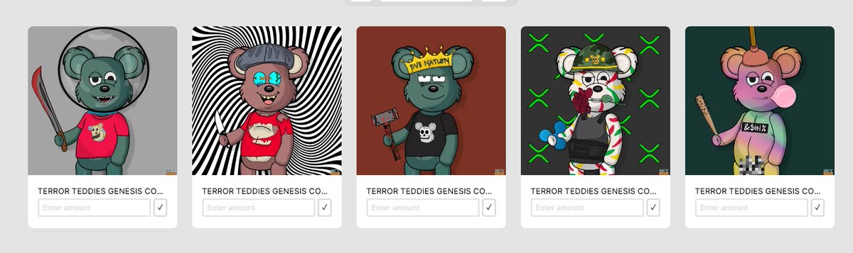 A huge thank you to <a href="/DrDvsWorkshop/">𝗧𝗲𝗿𝗿𝗼𝗿𝗧𝗲𝗱𝗱𝗶𝗲𝘀 𝙭 𝟱𝟴𝟵𝗕𝗮𝗻𝗱𝗶𝘁𝘀</a> and <a href="/jpg_prince/">G</a> for gifting us these epic Terror Teddies Genesis NFTs! 

They'll be going into new LootBoxes very soon! 

Jump in their discord and join the upcoming Teddy Games Season 2! The first season rocked - this one will likely top it!🧸