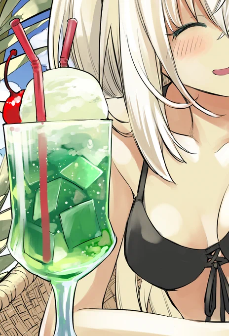 配信来てくれてありがとうー今日も楽しかった!  コメと話してると時間が秒で過ぎていく…妙だな  これは配信で描いてたクリームソーダです 完成したらちゃんとアップするでよ  【漫画家お絵描き雑談】描きたい夏っぽい絵がたんまりあるんだよ!【live drawing/黒瀬浩介】 