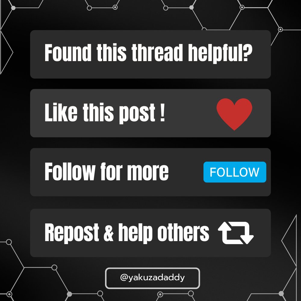 YakuzaDaddy's tweet photo. That's all for today friends! 

If you found this thread helpful, 

Let me know in the comments 🫶

Please Like, &amp; Rt to help others as well!

(9/9) https://t.co/yKFpd75hRg
