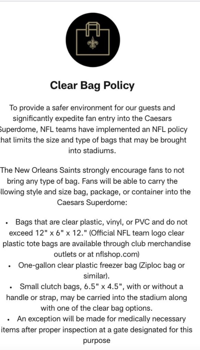 New Orleans Saints Stadium Clear Tote