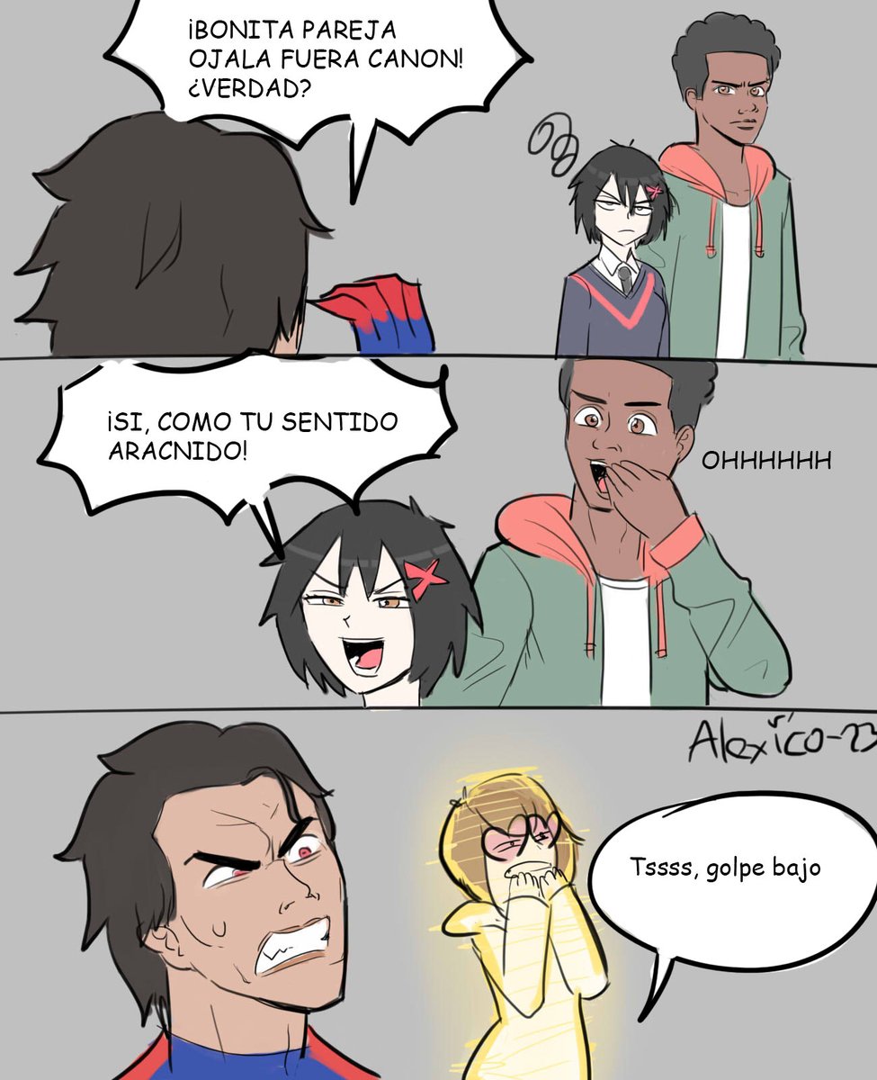 AlexicoReborn's tweet image. Golpe bajo
No se preocupen si ven que no subo seguido algo de un ship, siempre estoy preparando algo, créanme.
#SpiderVerse📷 #pennyparker #PeniParker #MilesMorales📷 #SpiderManCruzandoElMultiverso #spiderman📷 #penixmiles #SpiderManAcrossTheSpiderVerse #MiguelOHara
