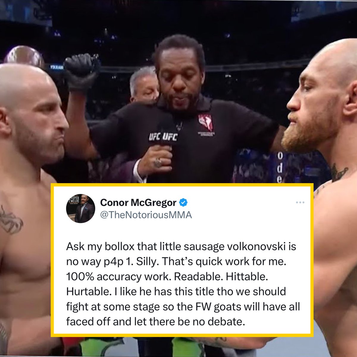 Conor McGregor sees a fight with Alex Volkanovski in his future… 👀

#UFC293