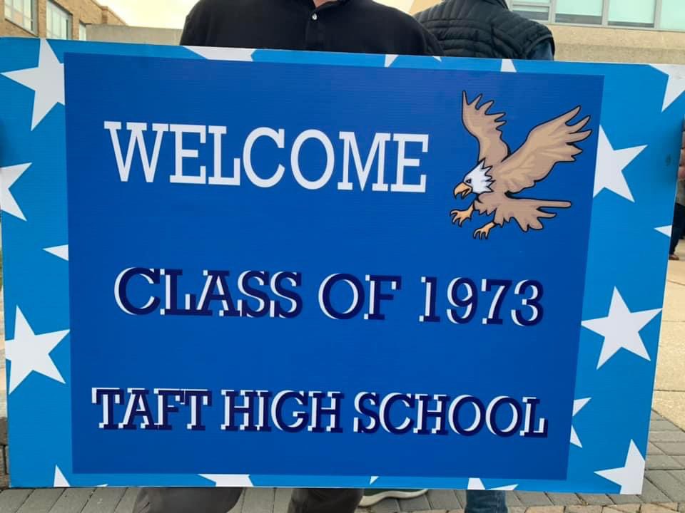 🫶Taft welcomed the Class of 1973 this weekend in honor of their 50th Reunion!  Our Alumni enjoyed a tour &amp; 🏈 game! Our <a href="/THS_POMS/">Taft HS Varsity Poms</a> team loved meeting the original members of the their squad too! 
We’re so thankful for our alumni🙌Congrats on your 50th! <a href="/NadigNewspapers/">Brian Nadig</a>