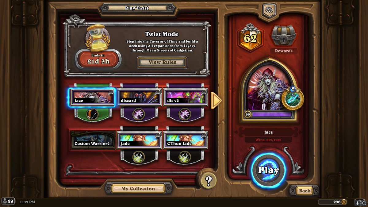 calbyboo's tweet photo. Twist has been really fun so far well done to the @PlayHearthstone team! https://t.co/L3xnJmHvOV