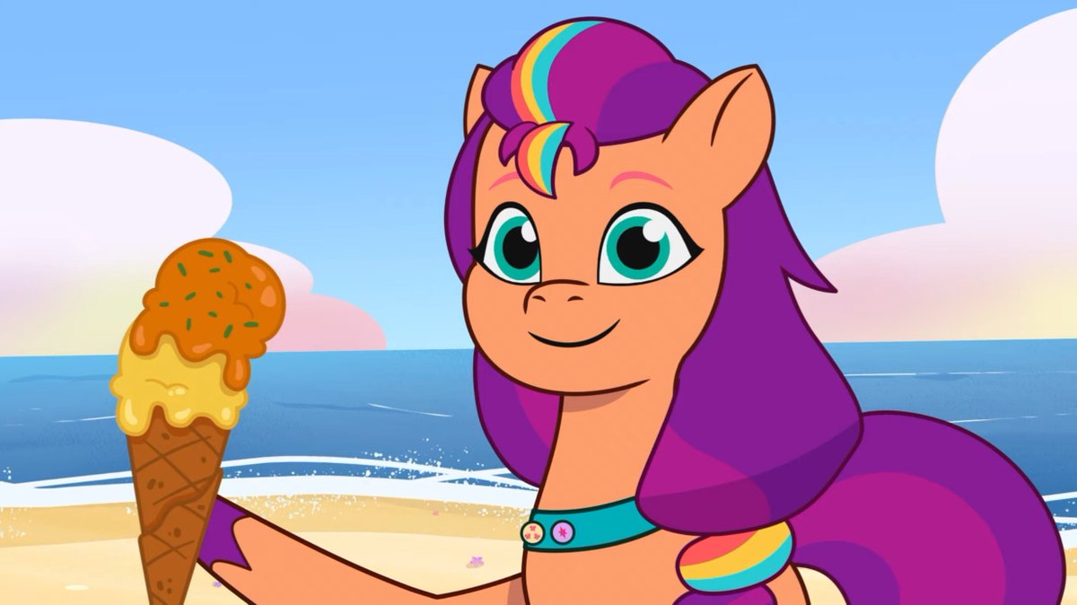izzymoonbow_mlp's tweet photo. It has been confirmed by an artist from the My Little Pony Tell Your Tale series that ships Sunny and Hitch that this ice cream that Sunny is holding is a loving reference to Hitch because of the color palettes of the ice cream that are identical to Hitch's colors!!! https://t.co/6qKEl9zMaJ