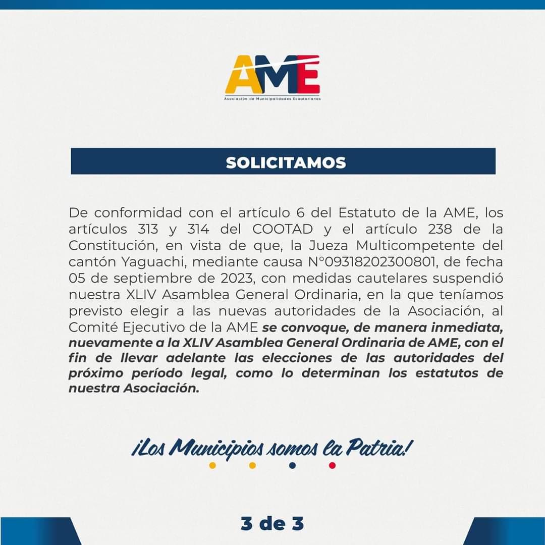radio10ec's tweet photo. (((🔴))) #Actualidad | La @AMEcuador dió a conocer mediante un comunicado la postura de sus agremiados, respecto a la suspensión de la 44ta Asamblea General Ordinaria. ⤵️ https://t.co/zI9oTCYpnk